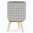 thumbnail image 1 of Gray And White Dots And Checks Tripod Planter, 1 of 4