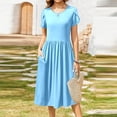 thumbnail image 1 of WILLBEST Vestidos Casuales Para Mujer 1 Vestido Casual Con Bolsillo Y Manga Con Volantes De Color Sólido Para Mujer, 1 of 3