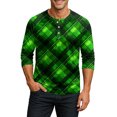 thumbnail image 2 of Men's St. Patrick's Day Shamrock Henley Shirt 3/4 Sleeve Casual Clover Print Top, 2 of 4