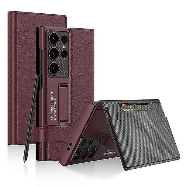 Funda tipo cartera con cierre magnético para Samsung Galaxy S24 Ultra, de piel sintética, con función atril y tarjetero.