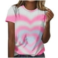 thumbnail image 2 of EchfiProm Valentine Day Shirts for Women Valentine Graphic Tee Tie Dye Heart Basic Short Sleeve Hot Pink Cute Ladies Tops, 2 of 5
