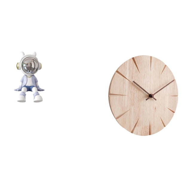 Estatua de nórdico, reloj de pared de madera maciza, diseño creativo, adorno decorativo para estantería, entrada, sala de estar, decoración