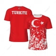 thumbnail image 2 of Exclusive design Turkey Flag Grain 3D Printed Men For Running Bike Soccer Tennis Fitness Sports tshirt Mesh Fans Short T-shirt, 2 of 11
