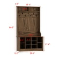 thumbnail image 4 of KULAGAGA Hall Tree With Bench & Coat Hooks, Entrance Storage Cabinet with 10 Shoe Cubby for Hallway, Walnut, 4 of 6