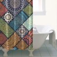 thumbnail image 4 of Multicolor Ethnic Geometric Patchwork Pattern Shower Curtain 36"x72" ,Bathroom Decorative Shower Curtains Set with 12 Hooks,Modern Waterproof Washable Shower Curtain, 4 of 6