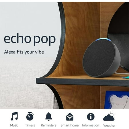 All_New_Echo_Pop (Newest Model), Our Smallest Alexa Speaker, Fits In Any Room, Black