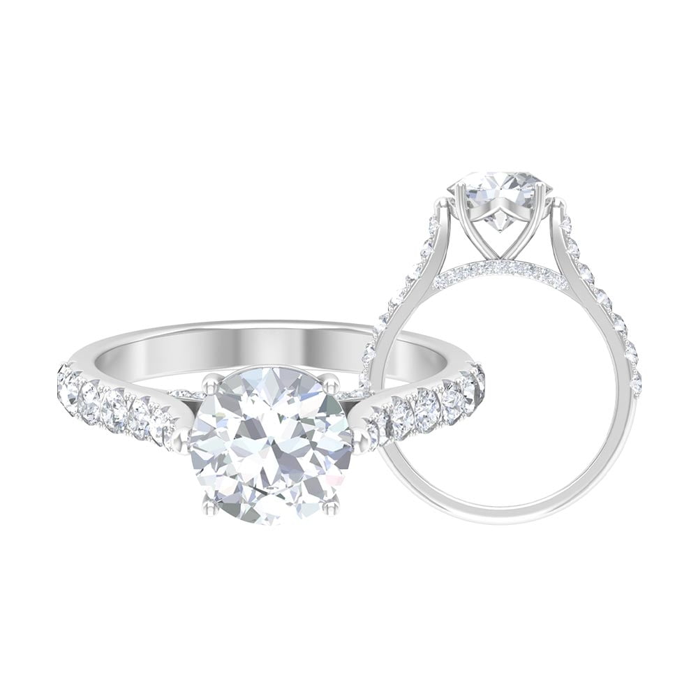 2.75Ct Round White Solitaire Diamond Engagement Ring in 14K White Gold 