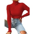 thumbnail image 1 of UKAP Chandails Tricotés pour Femmes Col Roulé Chandail à Manches Longues Hauts Basiques Chandail de Travail Rouge m, 1 of 2