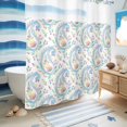 thumbnail image 5 of No Hook Shower Curtain, Paisley Flower Shower Curtains for Bathroom with See Through Top Window, Spring Watercolor Floral Leaf Plant Blue Waterproof & Washable Bath Curtain Standard 72"x72", 5 of 9