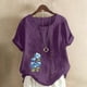 thumbnail image 2 of Túnica de Manga Corta Tops para las Mujeres Océano Pescado Impreso Blusa, Ropa Casual Ver Botón Arriba Camiseta, 2 of 4
