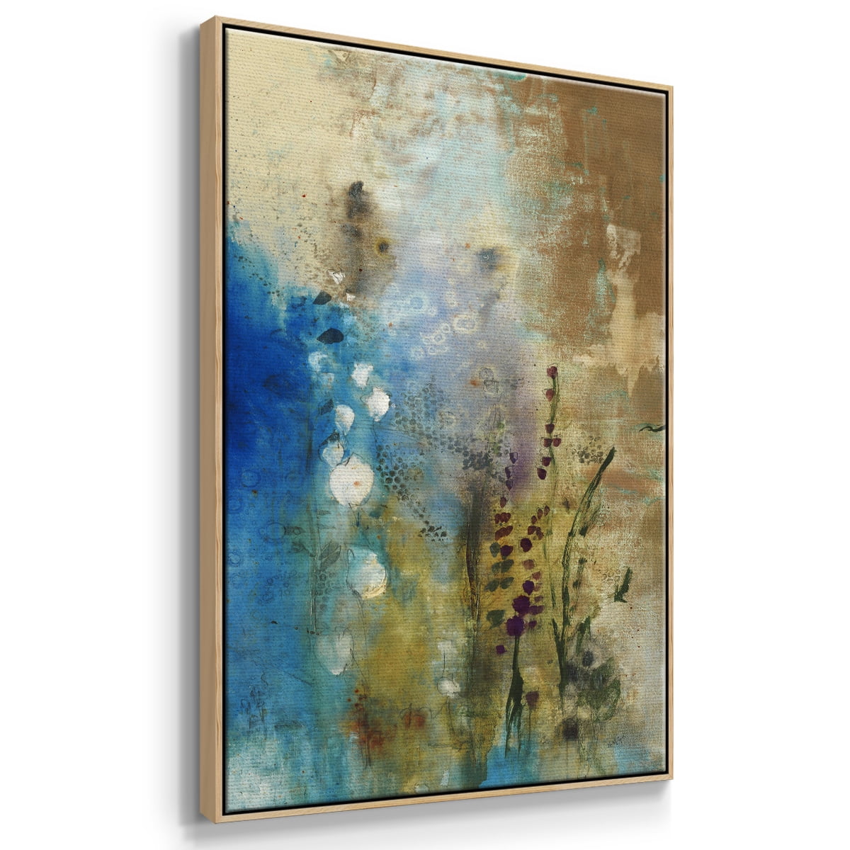 Immerge III Framed Premium Gallery Wrapped Canvas - Ready to Hang - 27 x 41 - Natural Wood Floating Frame