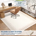 thumbnail image 6 of HIWEAVER Beige 5' x 7' Scalloped Washable Area Rug for Living Room Modern Solid Geometric Accent Throw Carpet for Bedroom Non-Slip Floor Cover Room Home Decor, 6 of 6