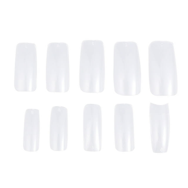 KAKOWELY 500pcs Fake Nails Natural Color Artificial Full Cover False Nail Tips (Transparent),1.1"X0.75"X0.04"