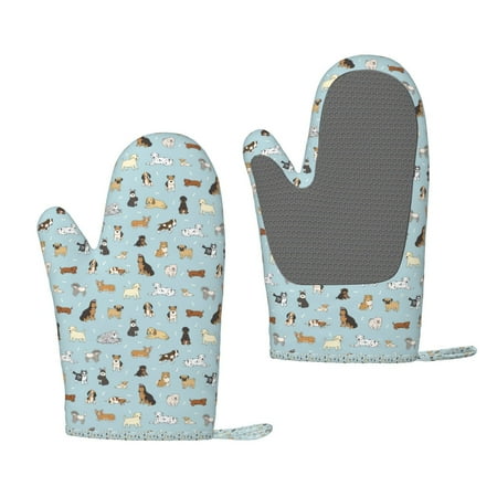 

Lafuoo Cartoon Doodle Puppy Pattern Silicone Anti-Scalding Gloves Hanging Rope Gloves are Suitable for Kitchen Utensils for Kitchen Baking Cooking Outdoor Barbecue