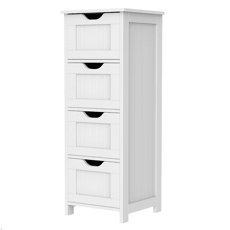 Cloth Cabinet For Sale Yaheetech Wooden Free Standing Cabinet Bathroom Cabinet Side Storage Organizer Unit Four Drawers for Bathroom and Kitchen ()