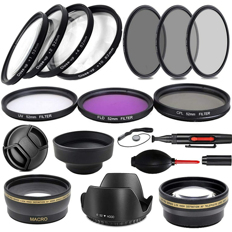 52MM Ultimate Nikon Lens Filter Accessory Bundle (UV, CPL, FLD, ND2, ND4, ND8 and 2x2 Telephoto Lens + Macro Lens) Nikon D3300 D3200 D3100 D3000 D5300 D5200 D5100 D5000 D7000