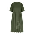 thumbnail image 4 of JUNWELL Robes de Cocktail pour Femmes 2024 Robe T-Shirt à Manches Courtes pour Femmes Décontractée en Coton et Lin Longues Robes à Col Rond Robes d'Été de Plage avec Poches Vestidos Casuales Para Mujer, 4 of 6