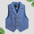 thumbnail image 2 of LRen Boys Vest Tweed Toddler Little Kids Waistcoat with Pocket Sleeveless Slim Fit Casual Vests Outfit Childrens Formal Wear,15-16 Years,D-Blue, 2 of 3