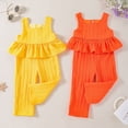 thumbnail image 5 of TOWED22 Toddler Baby Girl Summer Outfits Crochet Camisole Top and Linen Pants 2PC Kids Bohemian Beach Clothes for Girls(Yellow,18-24 M), 5 of 5