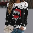 thumbnail image 2 of Christmas Sweatshirts for Women Red Wine Glass Ugly Graphic Blouse Casual Loose Long Sleeve Crewneck Pullover Tops, 2 of 4