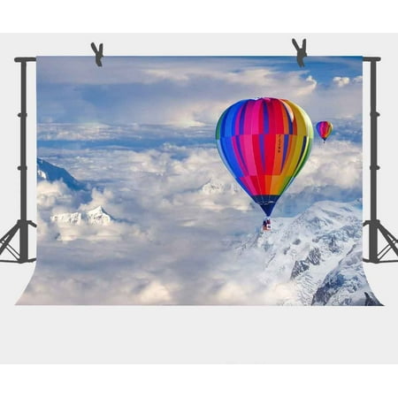 Image of Photography Background 7x5ft Hot Air Balloon and Snow Mountain Photo Backdrop Props