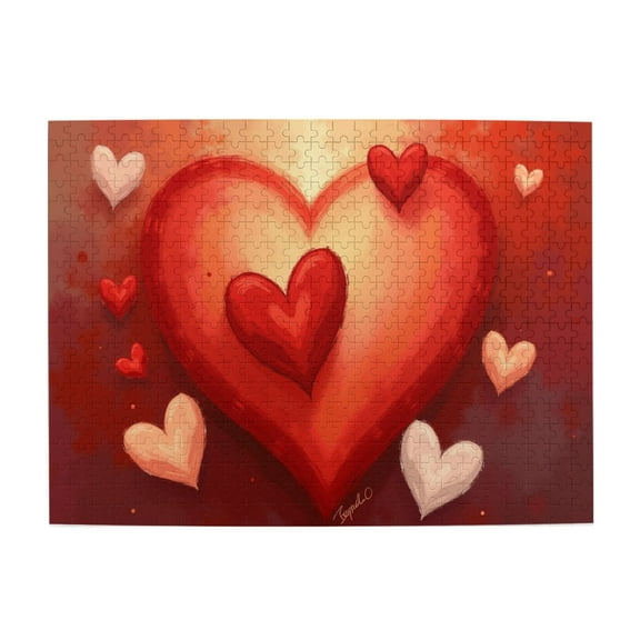 500 Piece Jigsaw Puzzle For Adults Loving Hearts Romantic Red Heartshaped Valentine'S Day Artwork Challenging And Relaxing Puzzles For Adults Great Gift Idea 20.5X15In