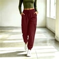 thumbnail image 2 of Ltctricy Cargo Pants for Women Drawstring Casual Jogger Pants Outdoor Elastic Waisted Hiking Pants with Pockets(Wine,Medium), 2 of 7