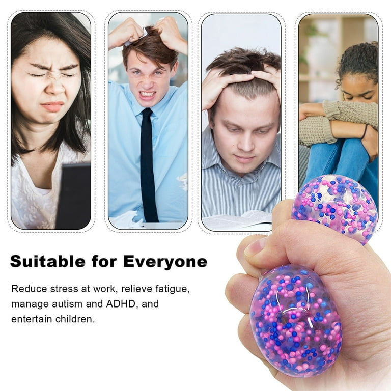 4 Pack Stress Ball for Kids and Adults Slow Rising Balls Sensory Fidget Toy  Anxiety Stress Relief Squeezing Balls Calming Tool, Vent Mood and Improve