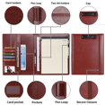 thumbnail image 3 of Wonderpool A4 PU Leather Clipboard Partfolio Notepad Forms Holders Document Case - Interview Planner Meeting Writing Padfolio File for Office Travel School Hotel Hospital (A4,Brown), 3 of 4