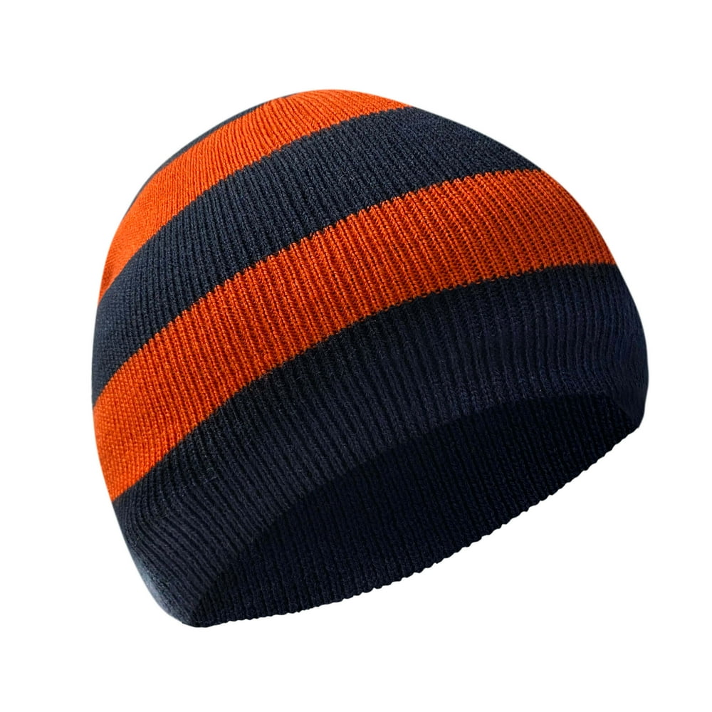 Knit Winter Rugby Striped Beanie Hats for Men & Women Stay Warm