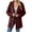Wine, variant on HAiming Women's Winter Coats Solid Color Long Sleeve Lapel Fleece Jacket Casual Trendy Loose Outerwear with Pockets