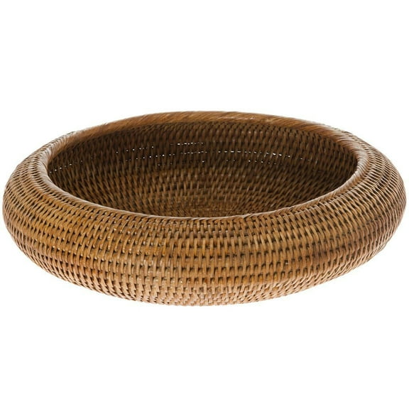 Kouboo La Jolla Rattan Fruit Bowl, Handmade Rattan Round Bowl for Fruit Serving, Decorative Kitchen Counter Bowls, Honey Brown
