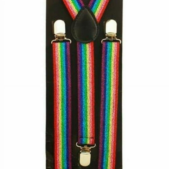 Rainbow Flag Metallic Glitter SUSPENDERS Adjustable Retro Cool - New with box/tags