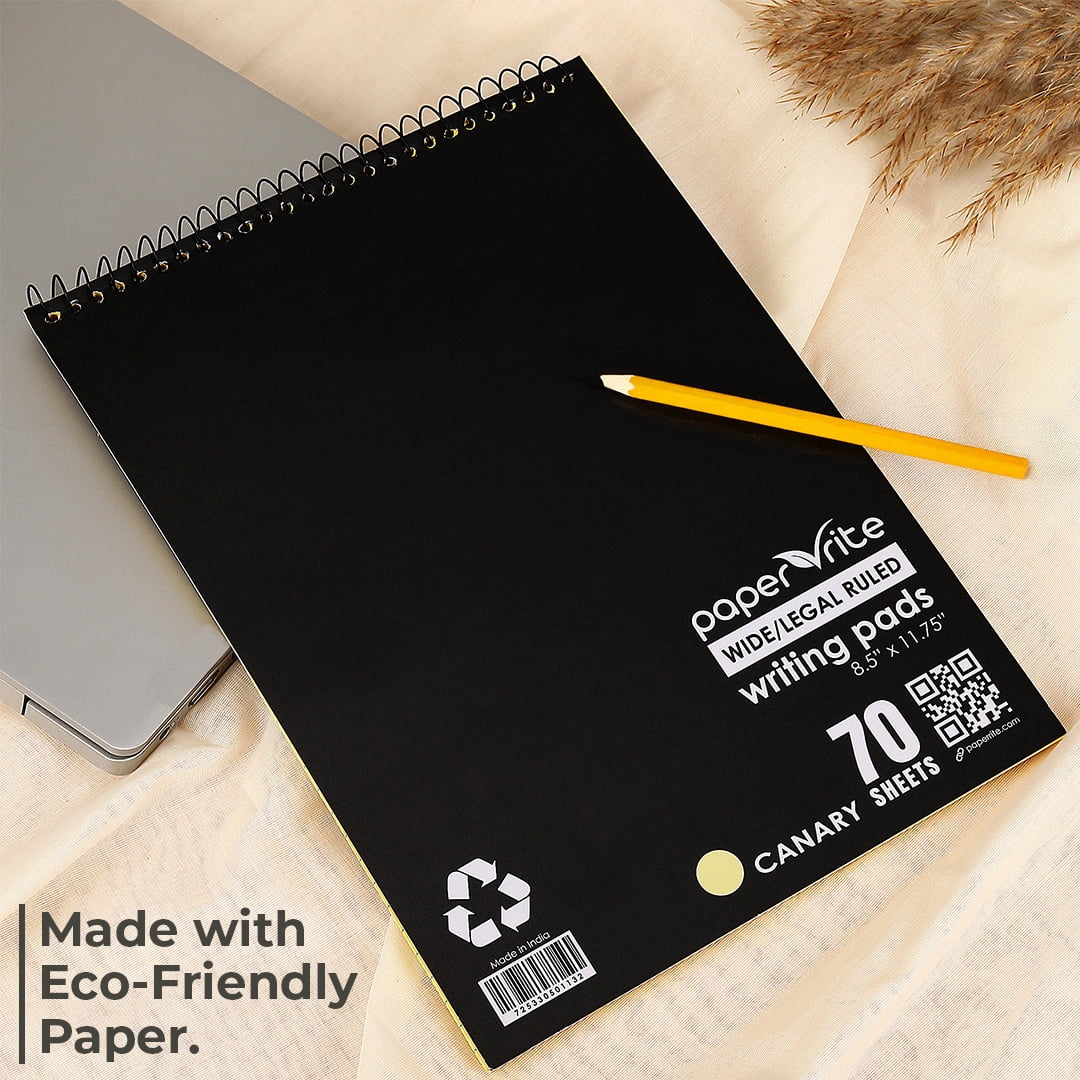 Paper Rite Canary Writing Pads Top Spiral Bound | 70 Sheets, 11.75 x 8.5 Inches | Pack of 12