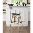 Walker Edison Modern Faux Leather Bar Stool, Black