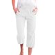 thumbnail image 1 of Pantalones 7/8 de mujer de color liso y mezcla de lino: pantalones casuales holgados con bolsillos, tejido transpirable y diseño atemporal para las salidas de verano, 1 of 4