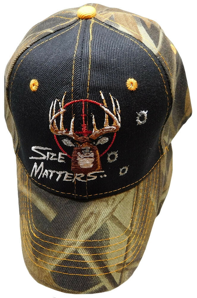 Hunter Hunting Size Matters Buck Deer Black Camo Embroidered Cap Hat