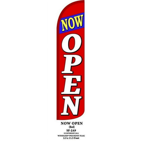 NOW OPEN JA9 Swooper Flag Feather Banner Sign 2.5x11.5ft(Flag Only)