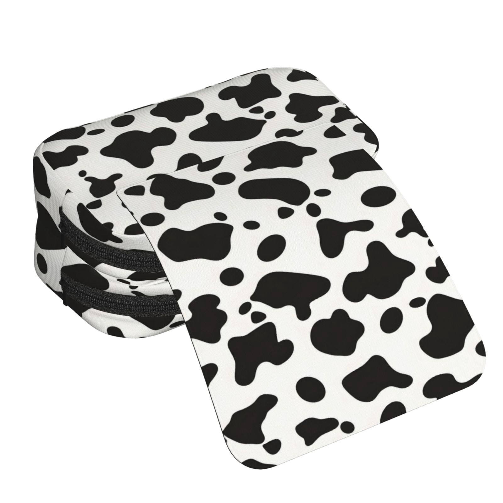 Large-Capacity Flip-Top Double-Layer Pencil Case, Multi-Functional Pocket Pen Case, Durable Stationery Organizer Simple Cow Print Pattern, Vector Art Style_3
