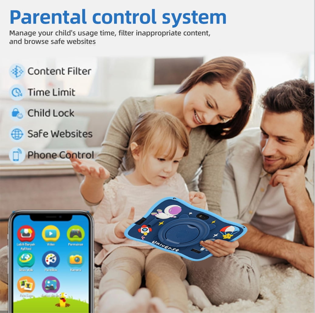 7 Inch Android 15 with Parental Control, 3+32GB Storage Learning Tablet for Toddlers and Kids, IPS HD Touch Screen, WiFi Bluetooth, Educational Children Tablet with Silicone Case (pink)