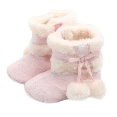

1 Pair Winter Bowknot Baby Christmas Boots Toddlers Warm Cotton Prewalker
