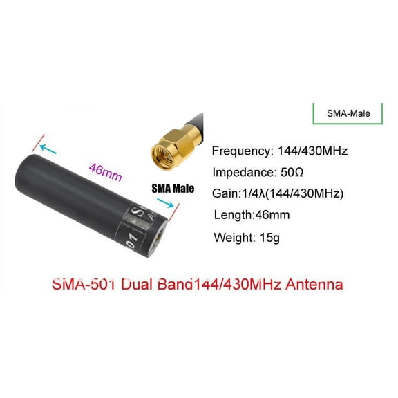 Harvest SMA-501 144/430MHz Stubby Antenna - SMA Male