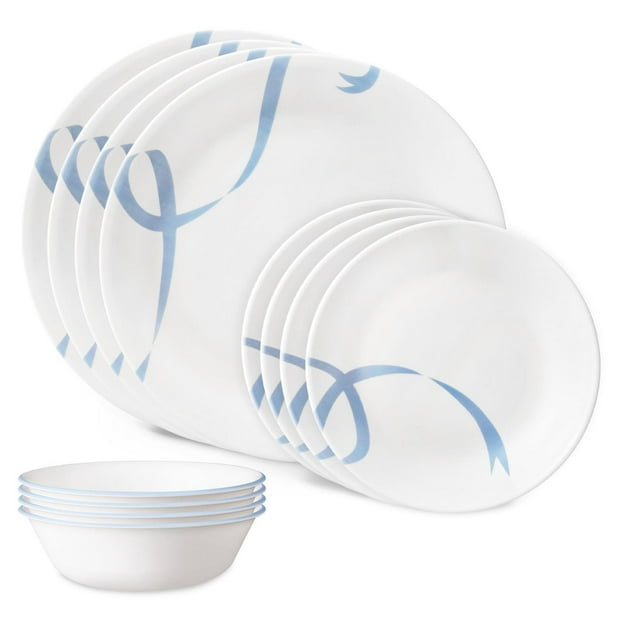 Corelle® Vitrelle® Blue Ribbons 12-pc Dinnerware Set