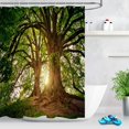 thumbnail image 1 of LB Tree of Life Shower Curtain Green Trees with Blooming Branches Jungle in Sunshine Scene 4 Season Shower Curtain 78x72 Inch Waterproof Fabric with 12 Hooks, 1 of 6