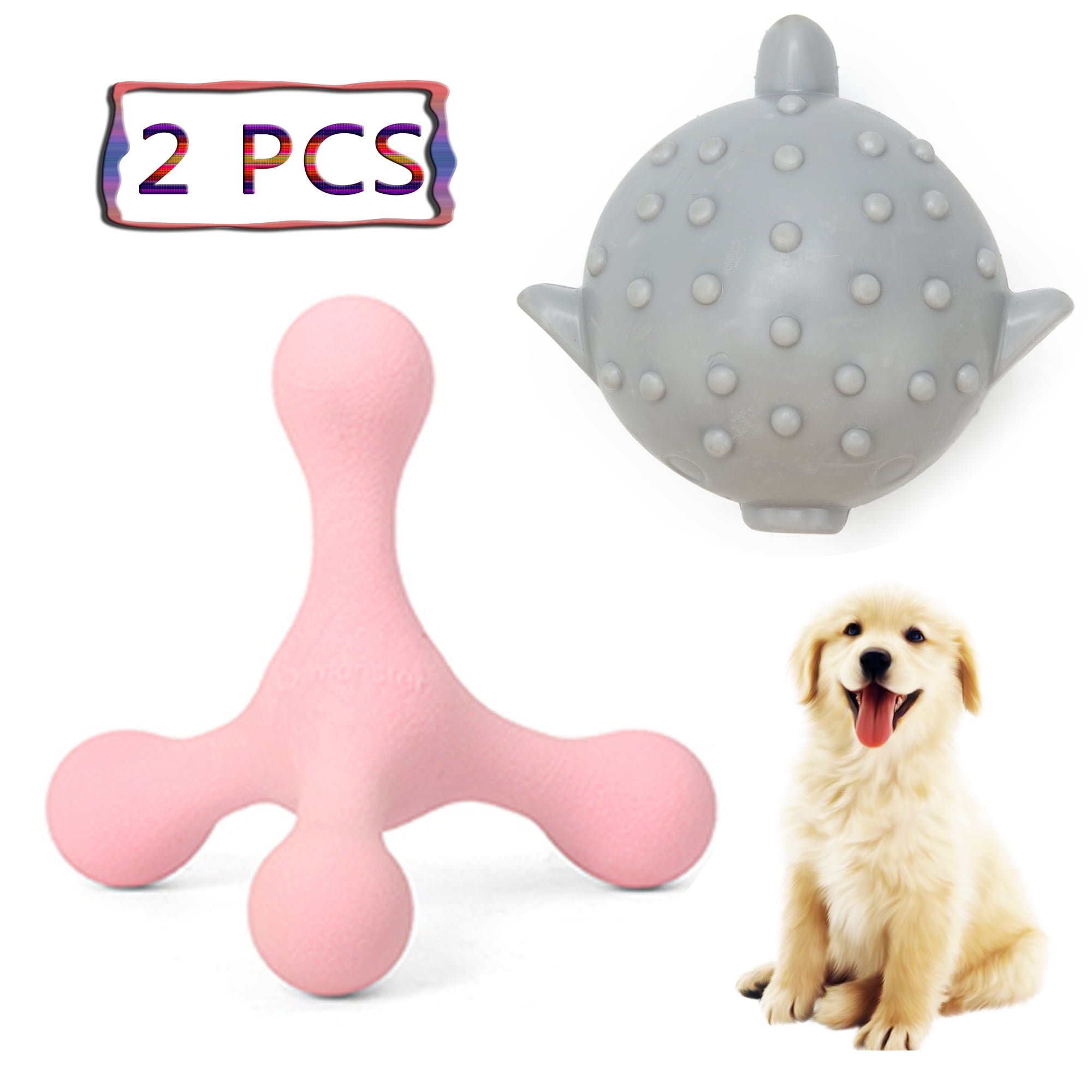 NK HOME 2Pcs Pet Toys for Dogs Squeaky Rubber Puffer Pet Toy and Four