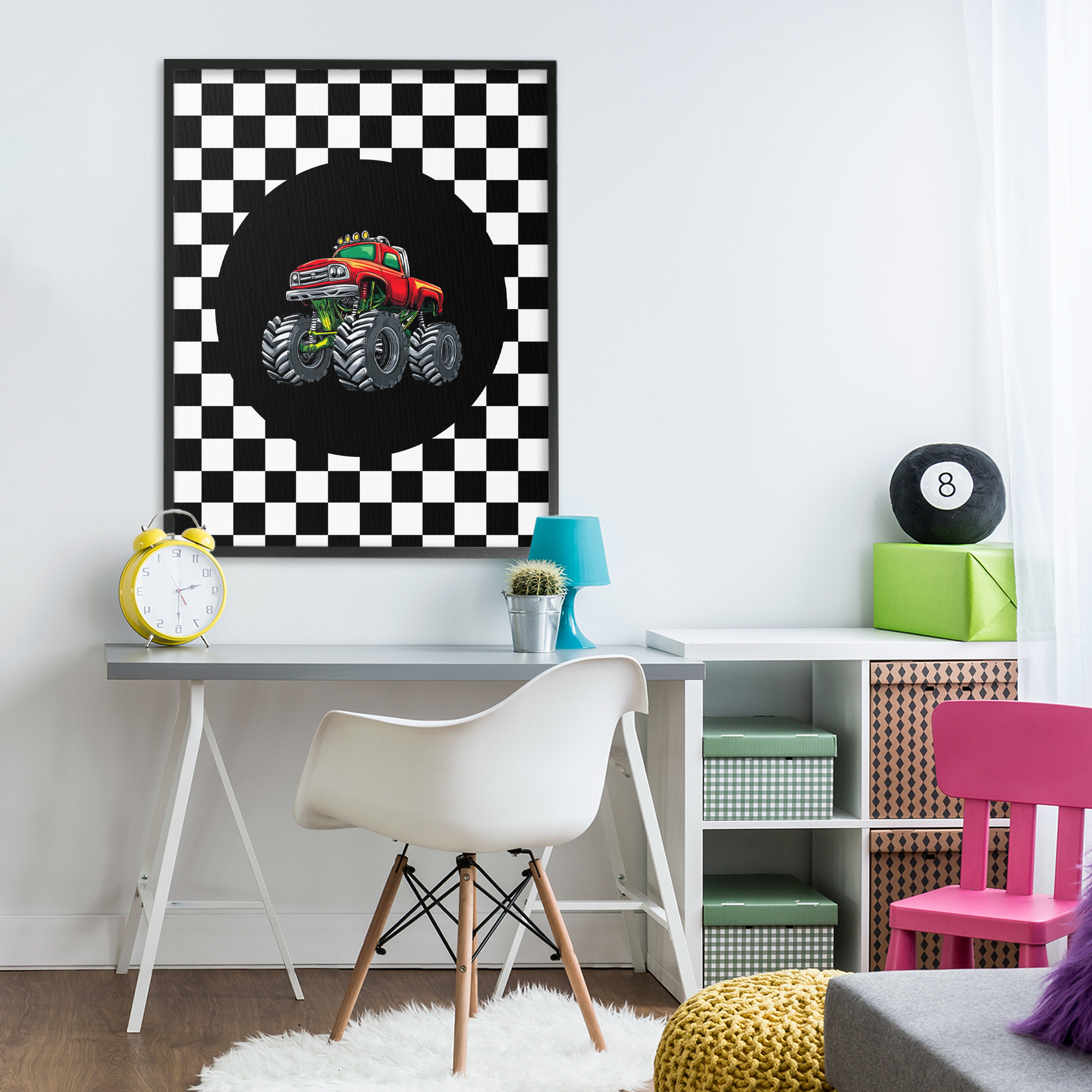 Monster Truck Dude Black Framed Giclee Art, design by Kim Allen