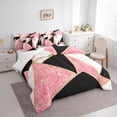 thumbnail image 3 of Homewish Abstract Geometric Triangle 7-Piece Twin Bedding Sets,Patchwork Checkered Bedding Comforter Set,Pink White Black Sheet Sets For Kids,Luxury Bedroom Decor Reversible, 3 of 8