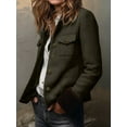 thumbnail image 5 of Jacket Women Long Sleeve Vintage Jacket Velvet Cuffs Button Up Blazer Utility Pockets Work Coat Green XXL, 5 of 9
