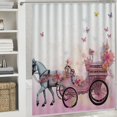 thumbnail image 5 of COMIO Fairy Girl Flying Butterflies Pink Shower Curtain Multiple Sizes White, 5 of 6