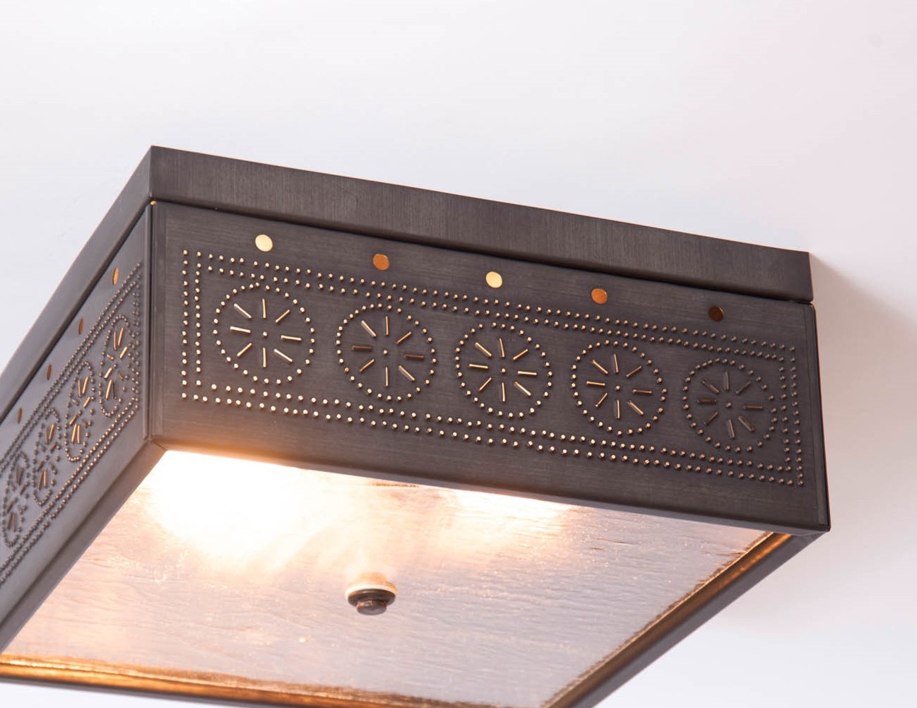 Irvins Country Tinware Irvin's Country Tinware Square Ceiling Light with Chisel Kettle Black